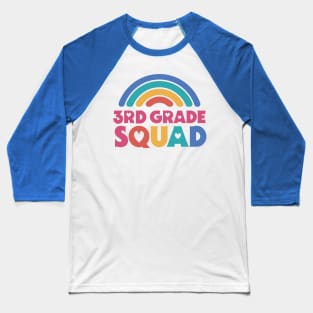 Cute School Teacher 3rd Grade Squad with Retro Rainbow and Hearts Baseball T-Shirt